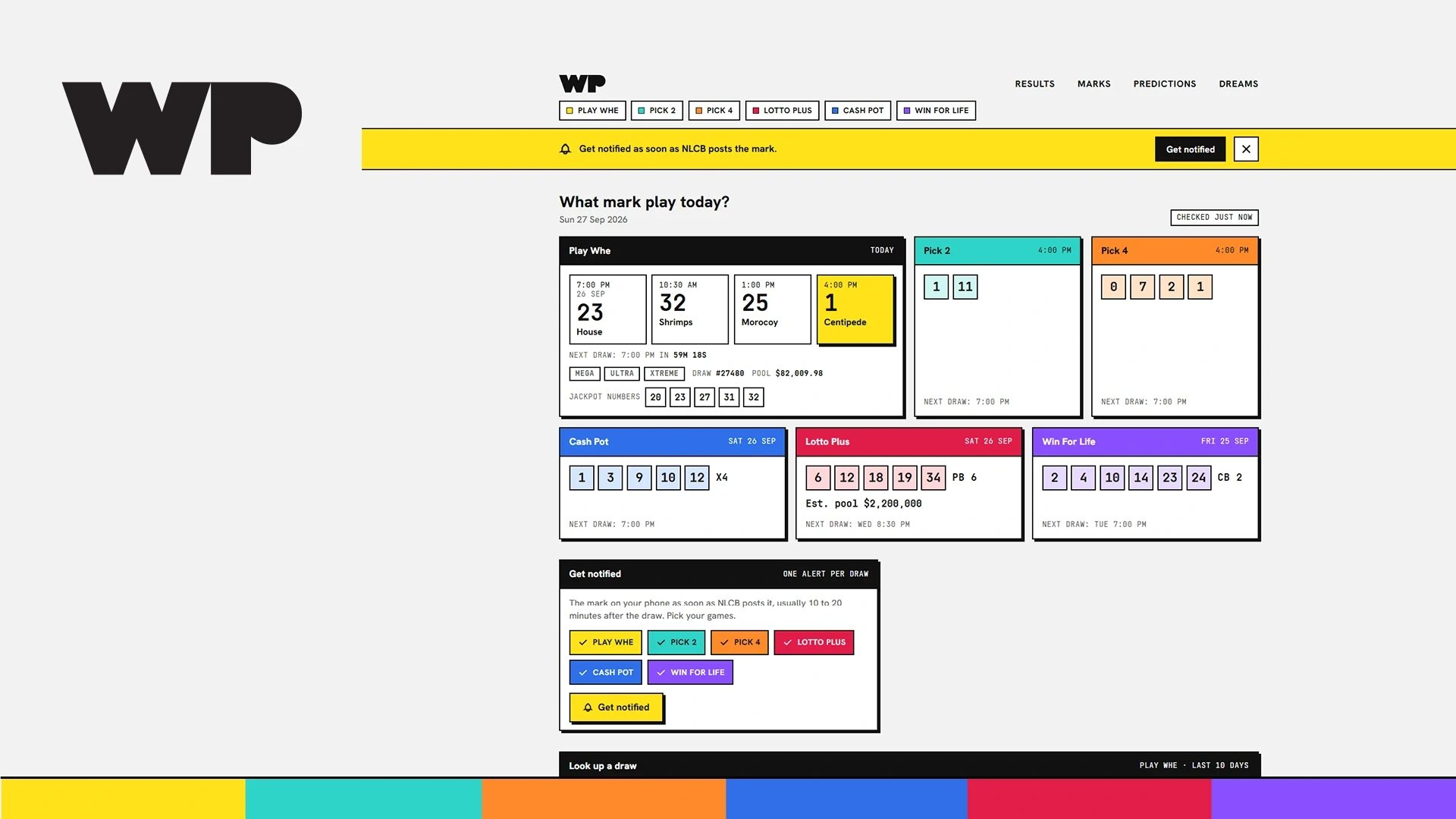 WhatPlay Play Whe and NLCB results web app