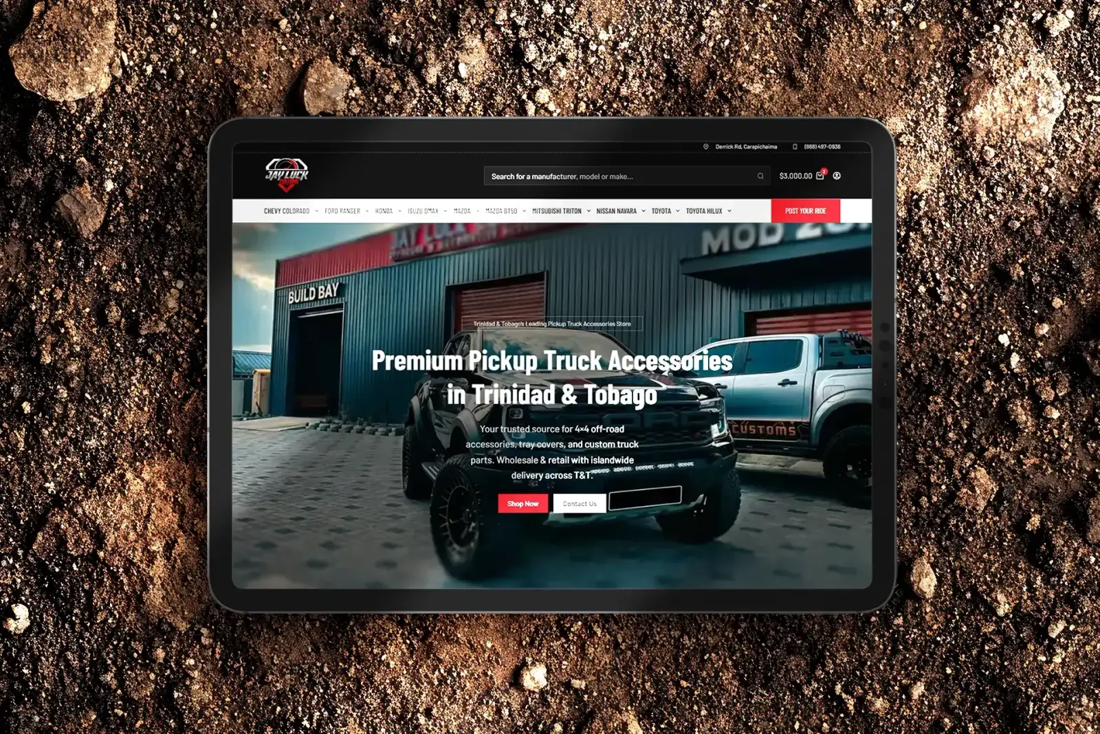 Jay Luck Customs e-commerce website design mockup